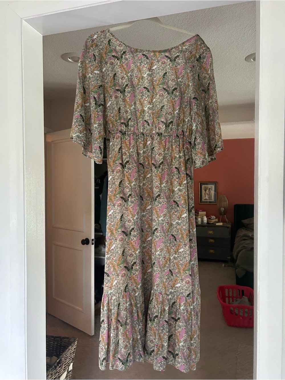 ba&sh Pink and Green Floral Maxi Dress